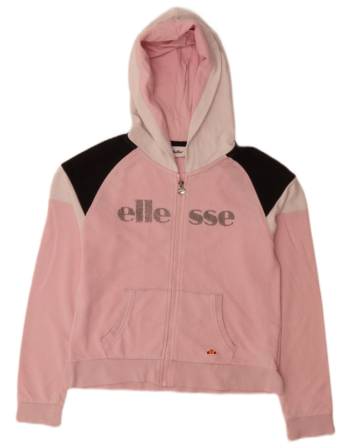 ELLESSE piger grafisk hættetrøje med lynlås 11-12 år Pink Colourblock