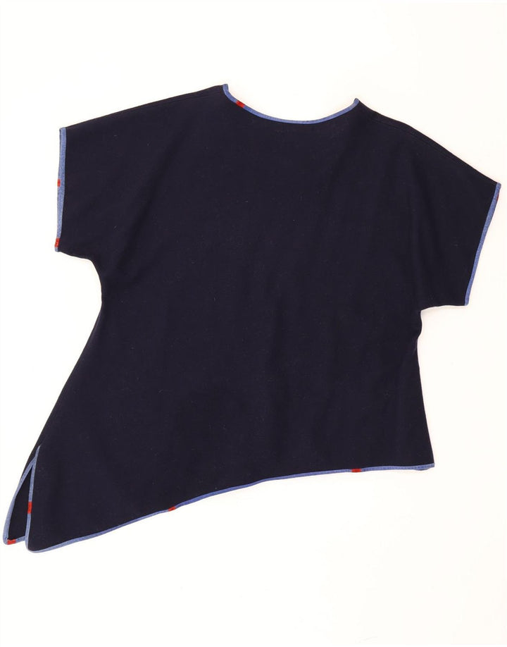 Vintage Dame Asymmetrisk Top UK 18 XL Navy Blue