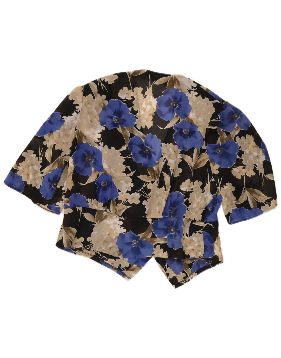 Vintage Dame Kortærmet Blazer Jacket UK 14 Large Blue Floral