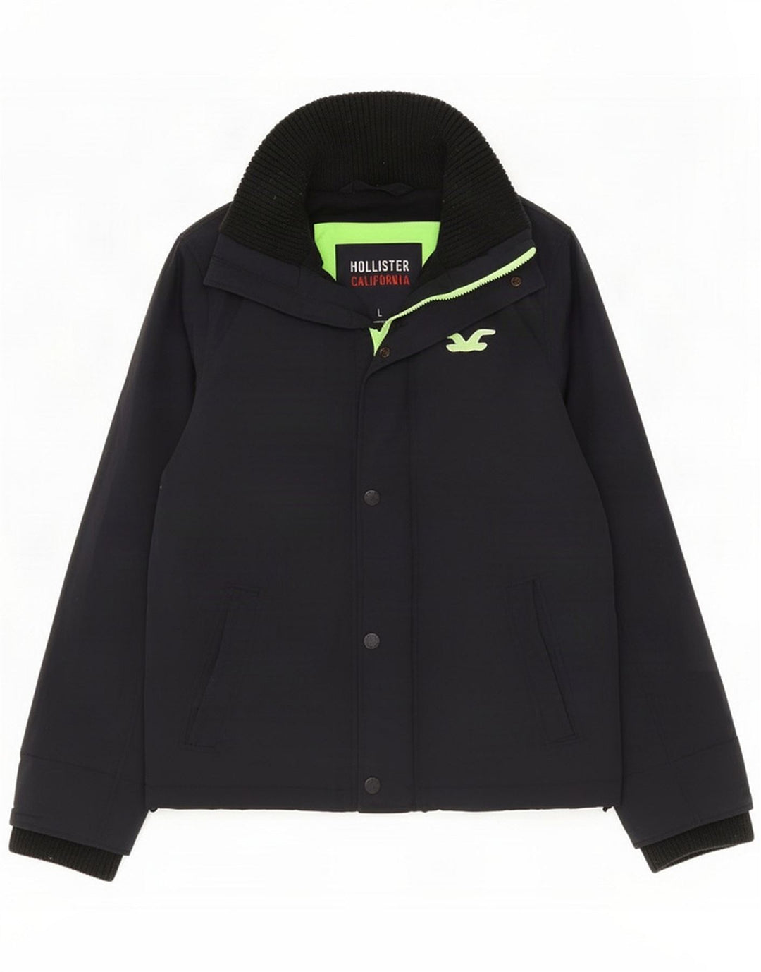 Hollister Windbreaker Jacket til mænd UK 40 Large Navy Blue Polyester