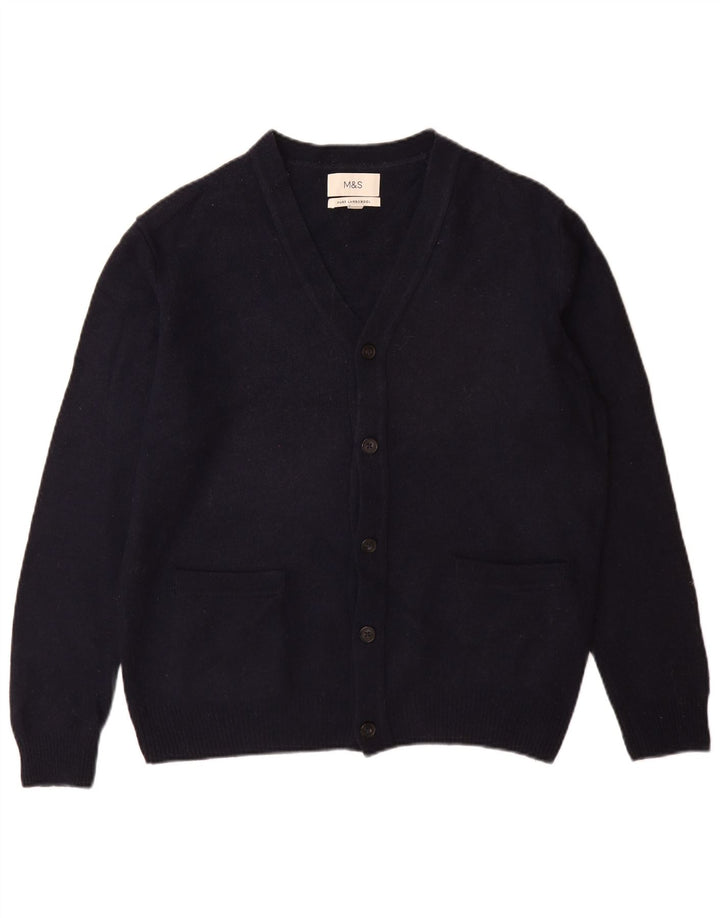 Marks & Spencer herre cardigan sweater Medium marineblå lammeuld