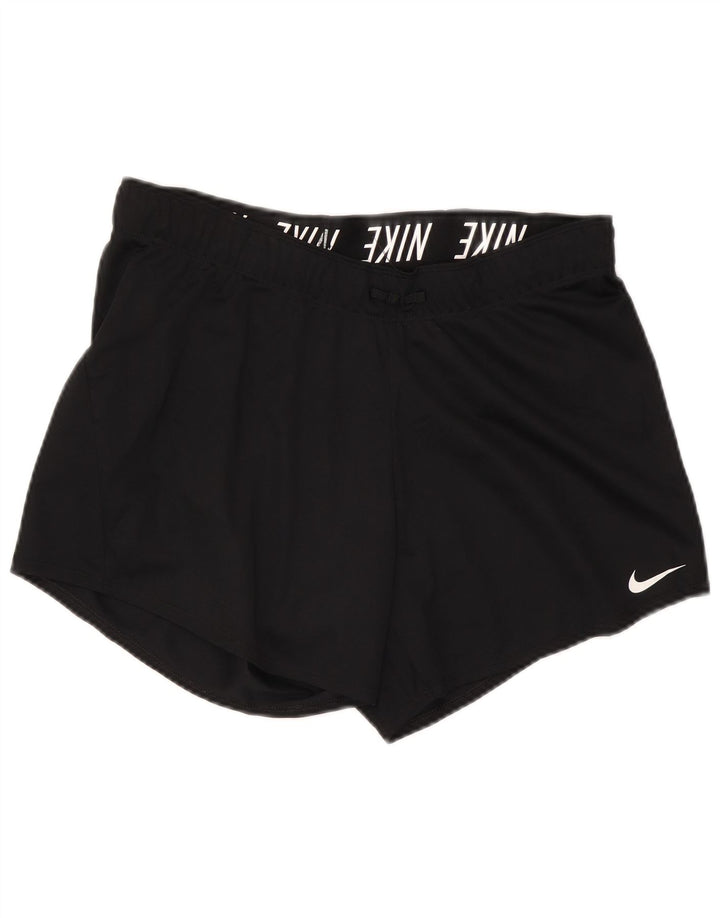 Nike Dame Dri Fit Sport Shorts UK 14 Large Black Polyester