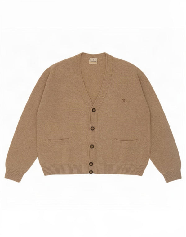 Trussardi Herre Loose Fit Cardigan Sweater IT 50 Medium Beige Uld
