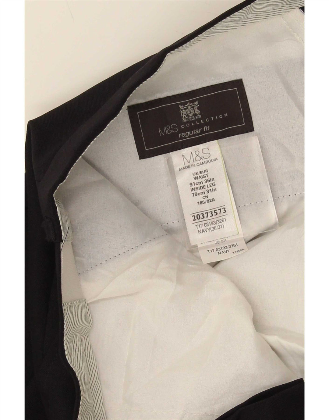 Marks & Spencer Herre Straight Regular Fit Suit Bukser W36 L31 Marineblå