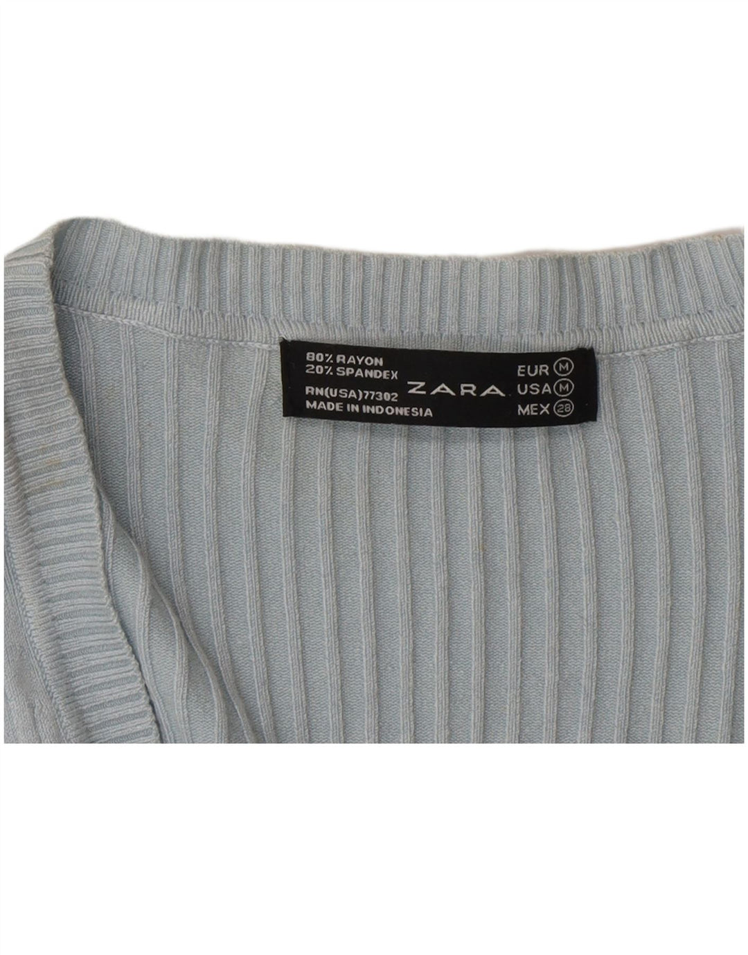 Zara Dame Cardigan Sweater UK 12 Medium Blue Rayon