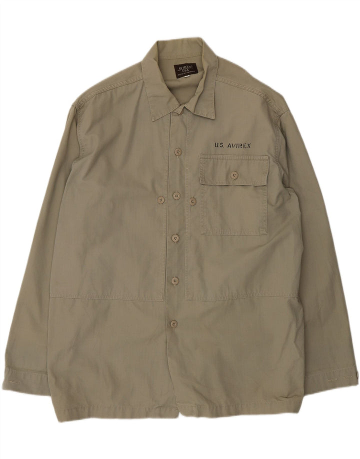 Avirex Herre Overshirt Loose Fit skjorte Medium Khaki Bomuld