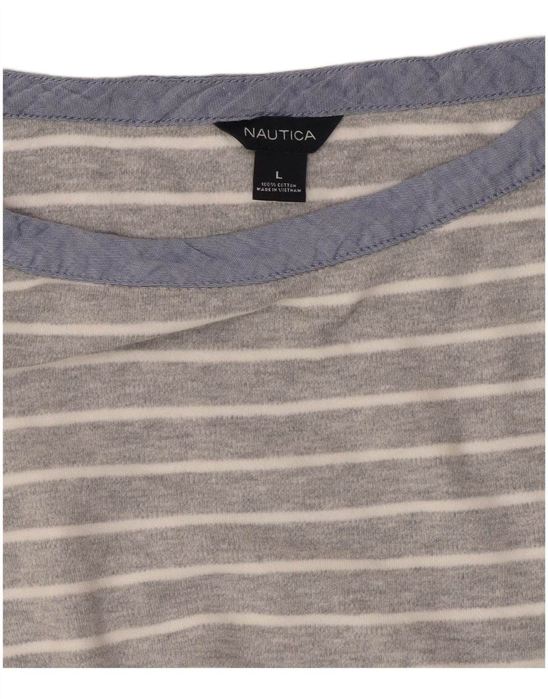 Nautica Womens Crop Top 3/4 ærmet UK 16 Stor gråstribet bomuld