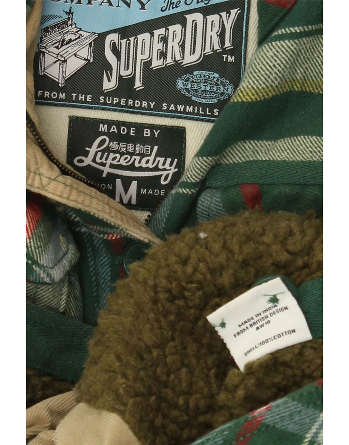 SUPERDRY Kvinder Utility Jacket UK 12 Medium Green Ternet Bomuld