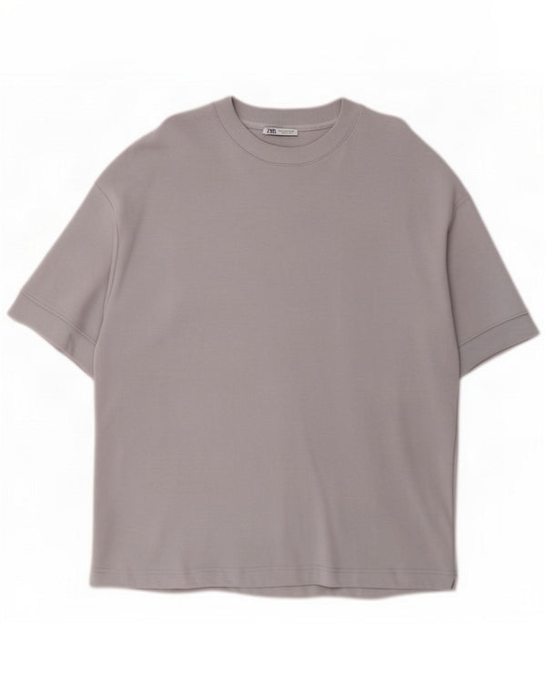 Zara Herre T-Shirt Top Medium Lilla Bomuld