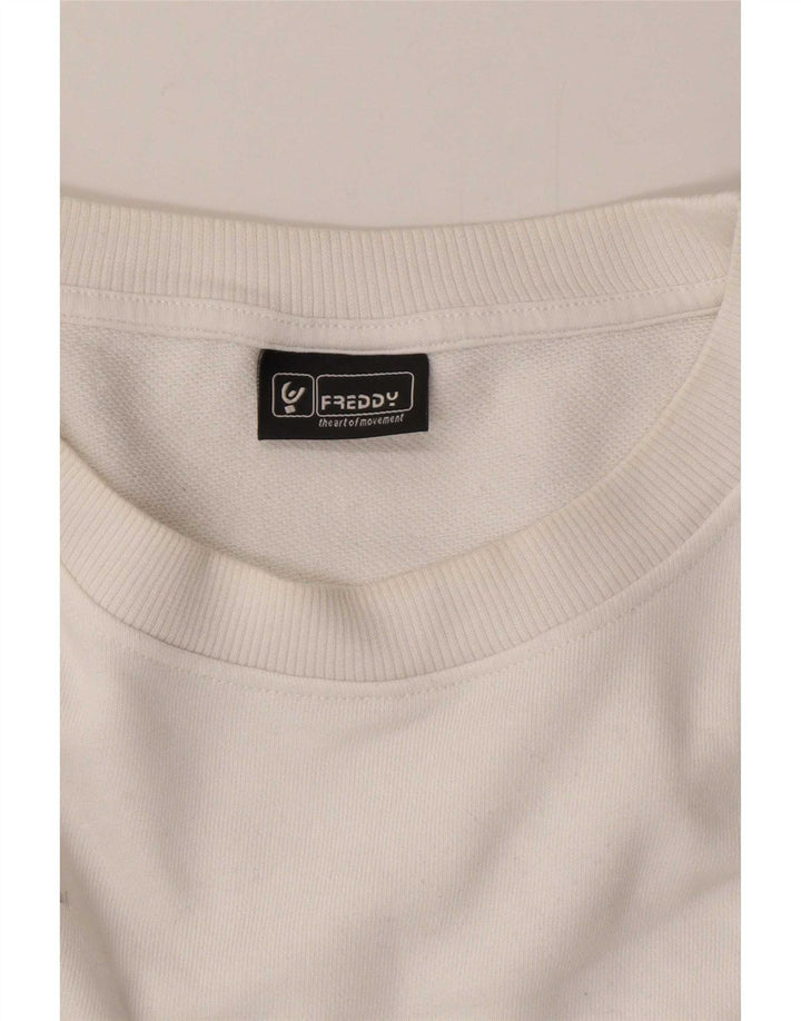 Freddy Womens Crop Oversized Sweatshirt Jumper UK 14 Medium White