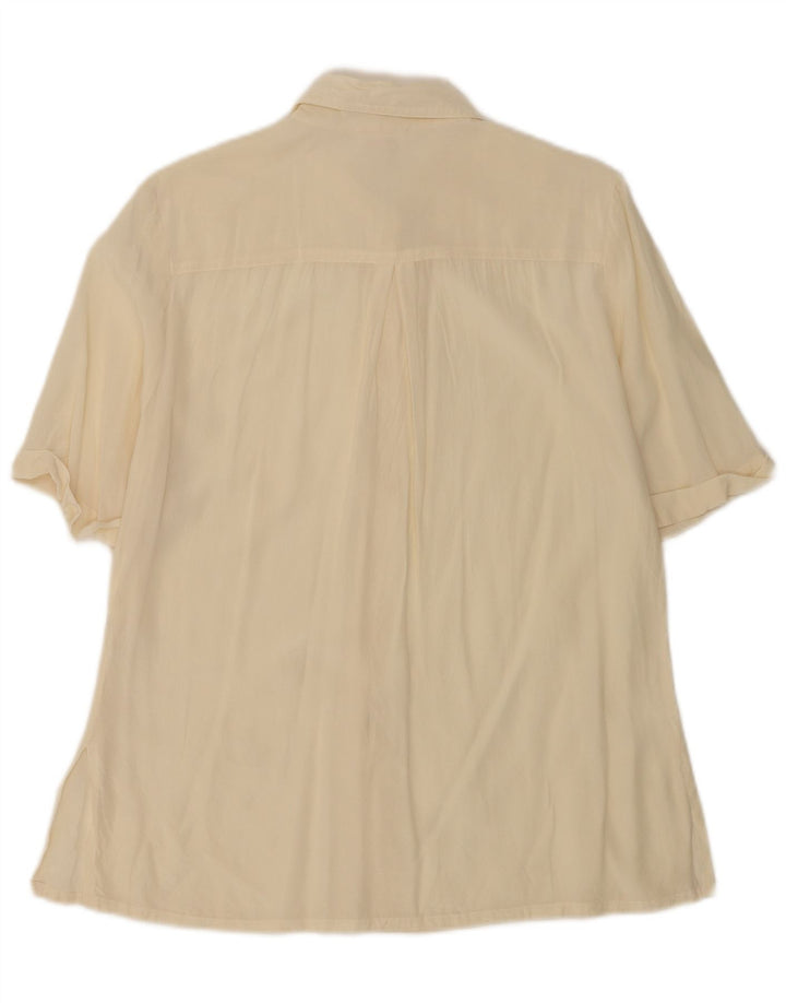 cherie Dame Kortærmet Skjorte Bluse IT 46 Stor Beige Silke