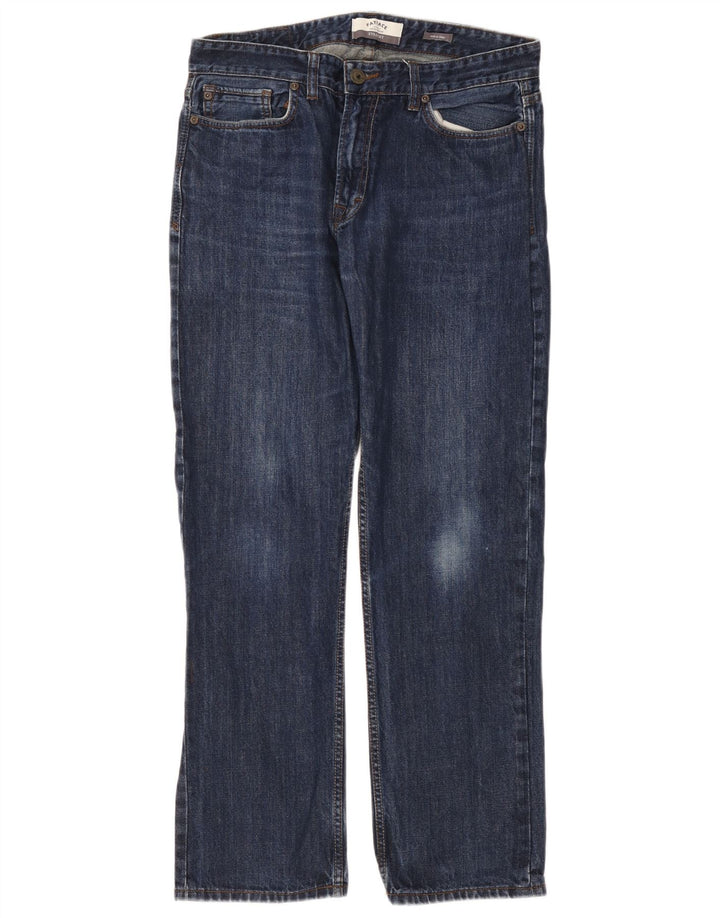 Fedt ansigt til mænd lige jeans W34 L30 marineblå bomuld