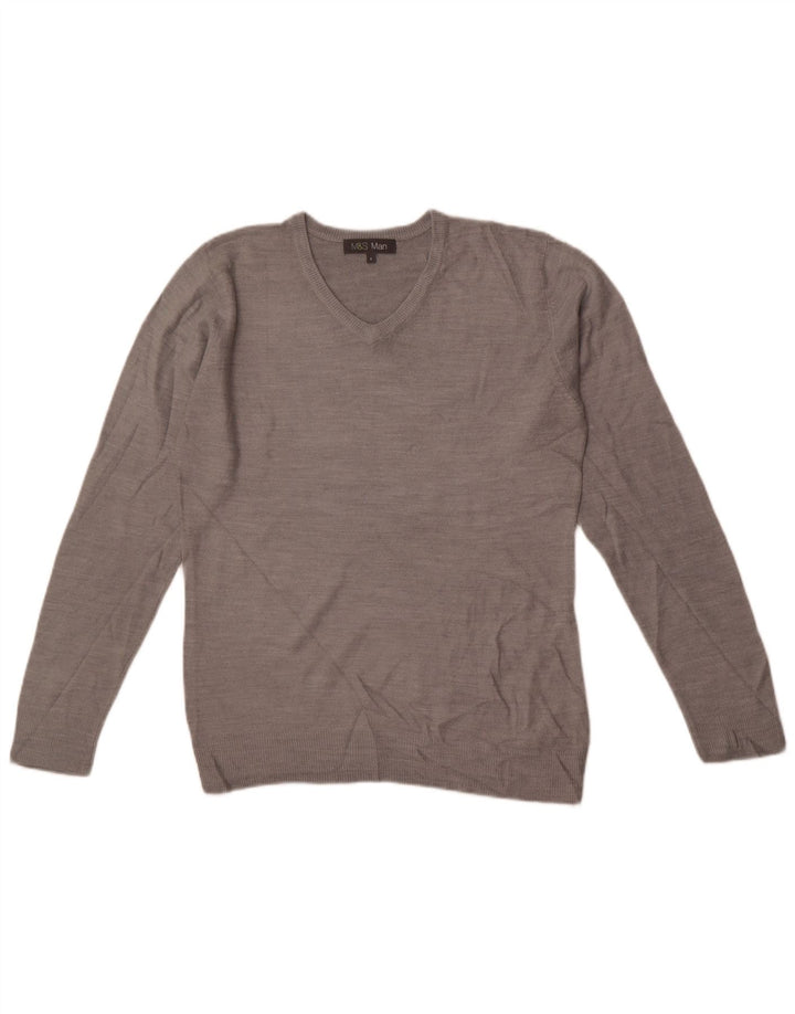 Marks & Spencer Herre V-hals sweater lille grå akryl