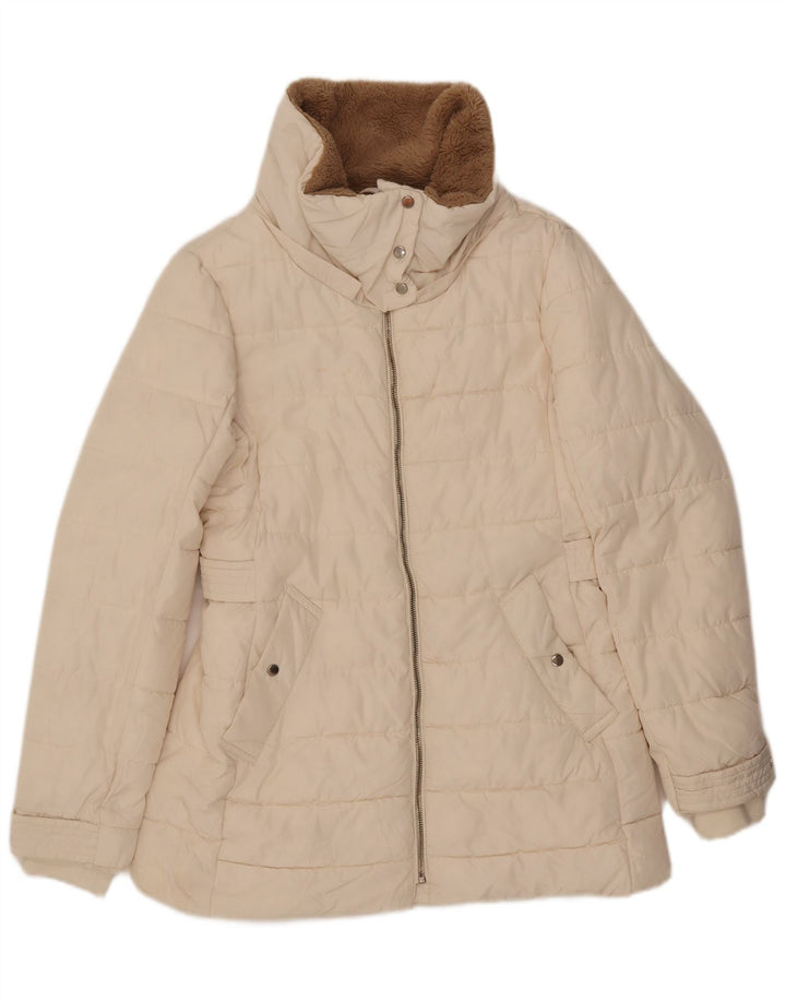 Zara Dame Oversized Polstret Jakke UK 10 Small White Polyester