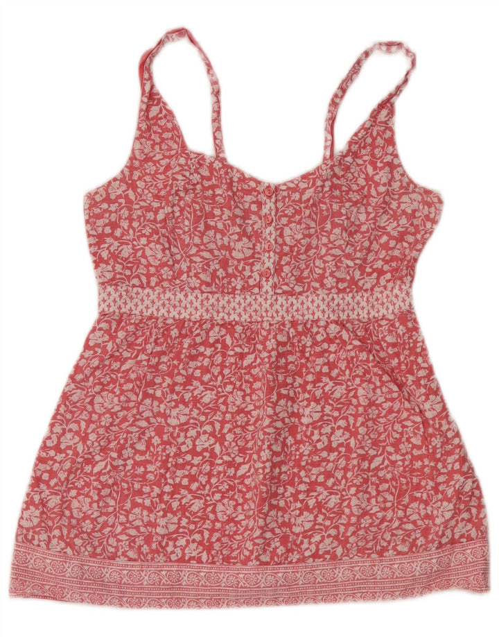 Fat Face Dame Cami Top UK 10 Small Pink Floral Bomuld