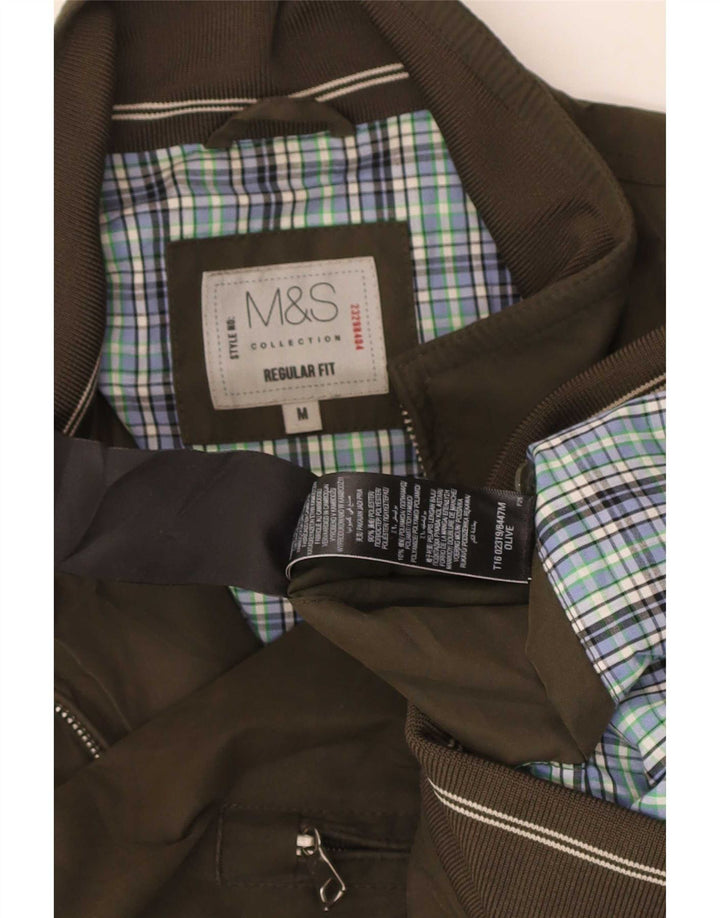 Marks & Spencer Herre Regular Fit Bomber Jacket UK 38 Medium Khaki Polyester