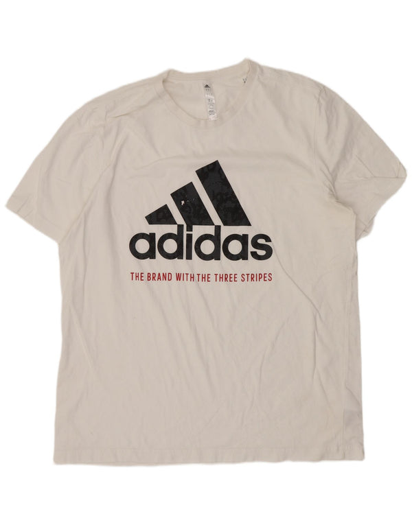 Adidas Grafisk T-shirt top til mænd, stor hvid bomuld