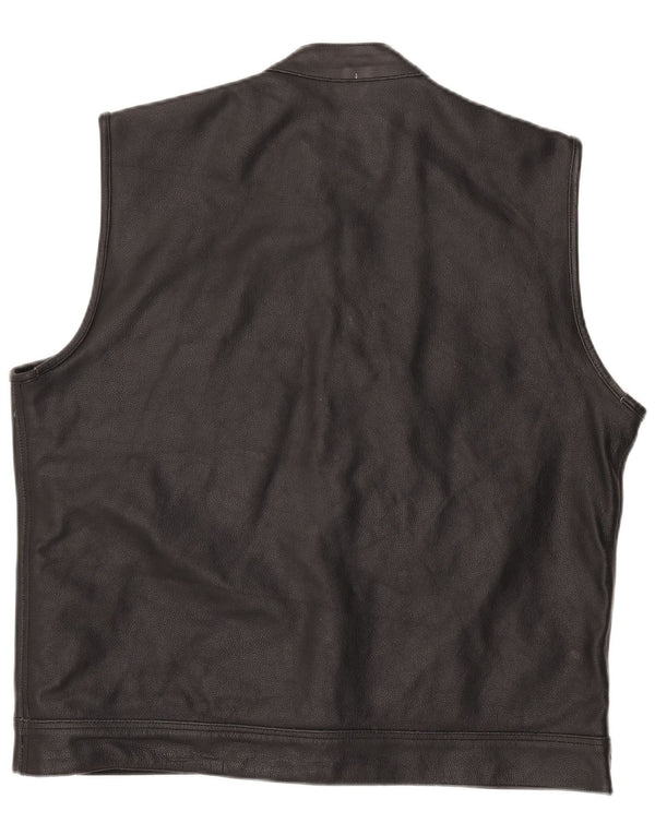 Leatherick Herre Læder Gilet UK 44 2XL Sort Læder