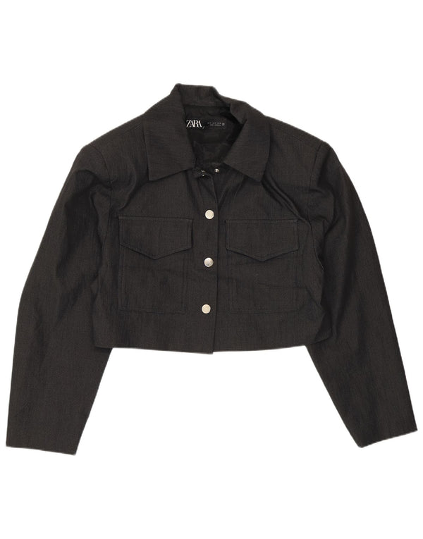Zara Dame Bolero Jacket UK 14 Medium Grey Bomuld