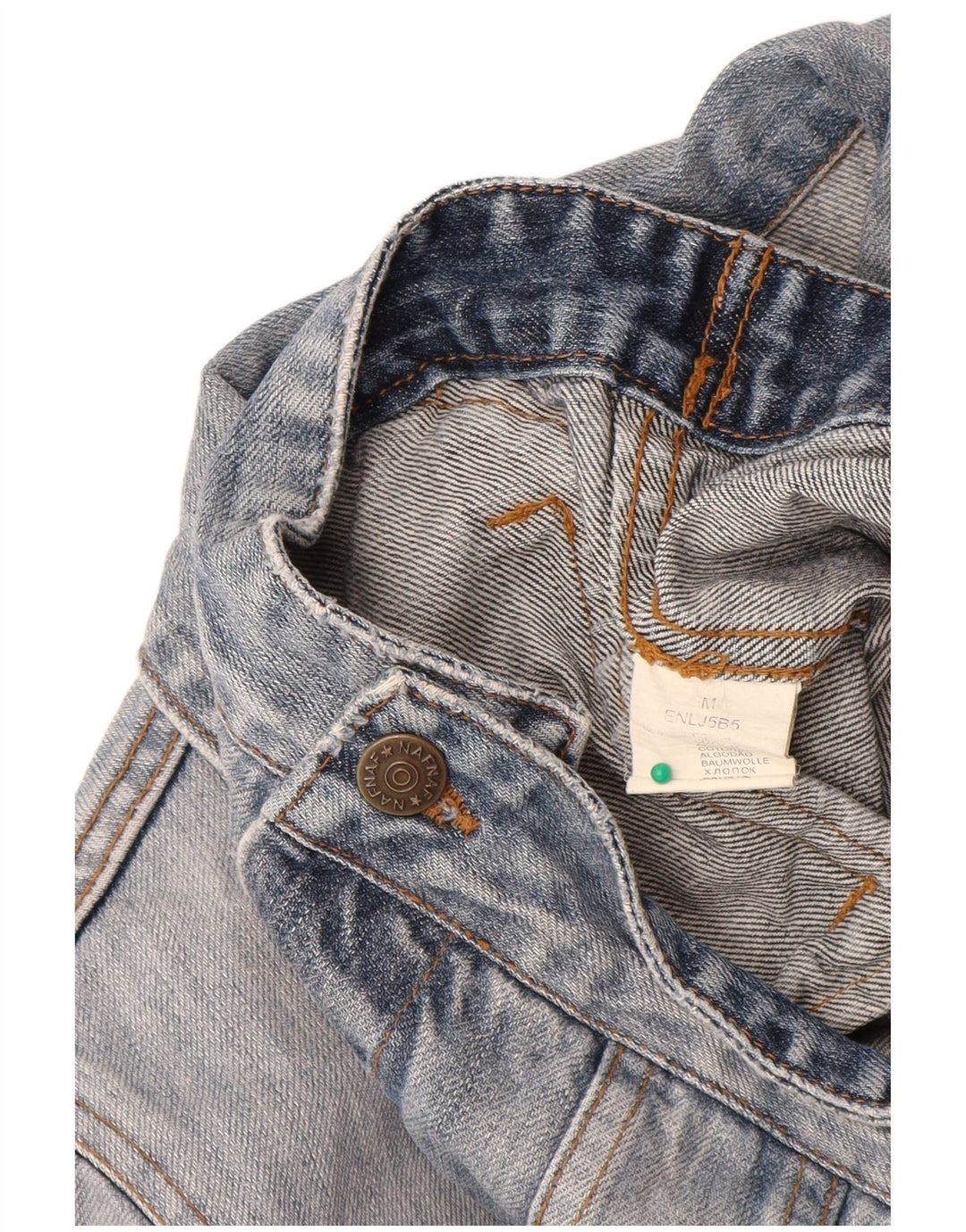 Naf Naf Dame denimjakke UK 12 Medium Blue Floral Bomuld