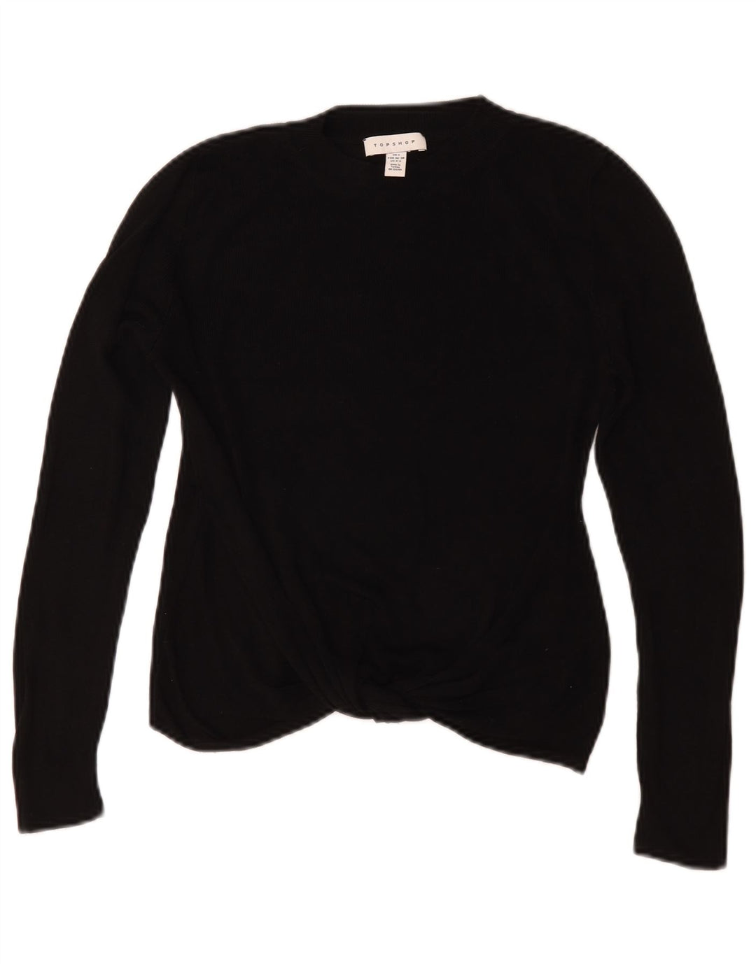Topshop Womens Crop Oversized Top Langærmet UK 10 Small Black Viscose