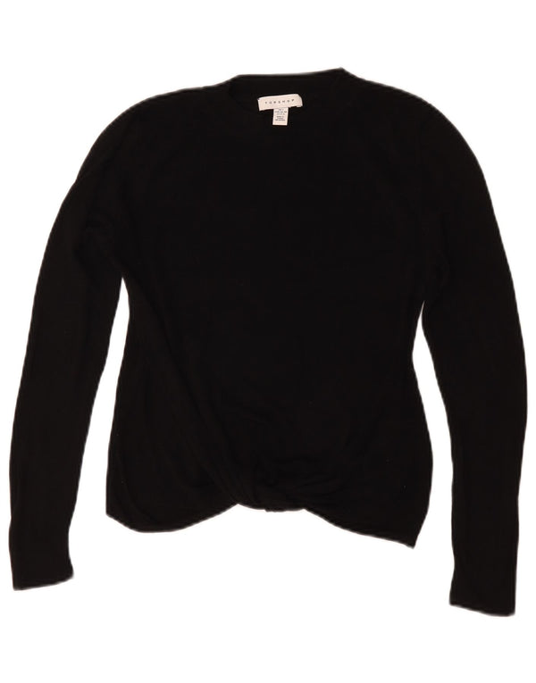 Topshop Womens Crop Oversized Top Langærmet UK 10 Small Black Viscose