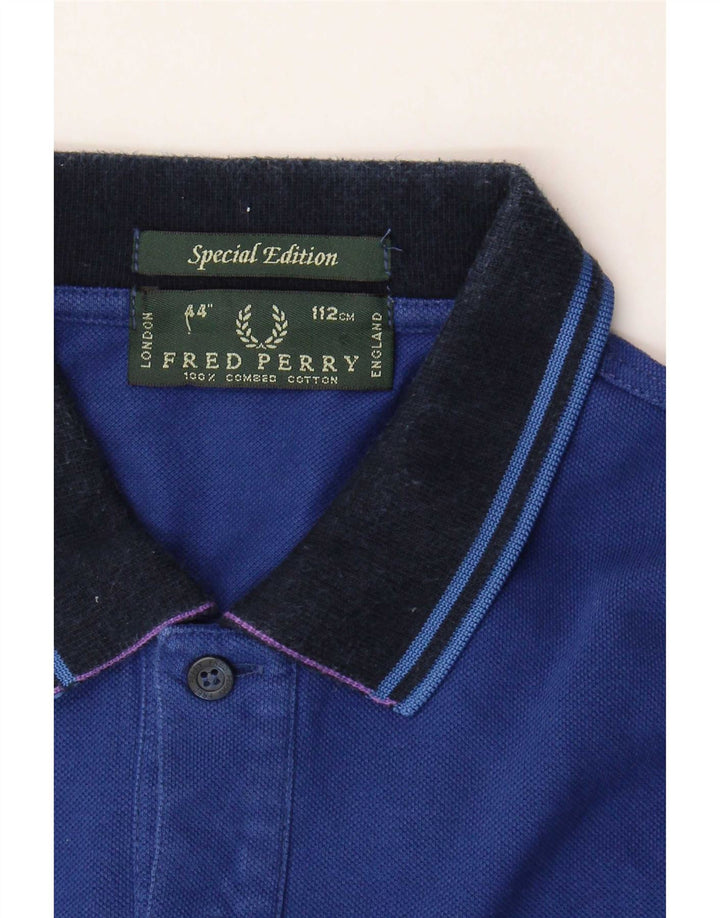 Fred Perry Langærmet poloshirt til mænd mellemblå stribet bomuld