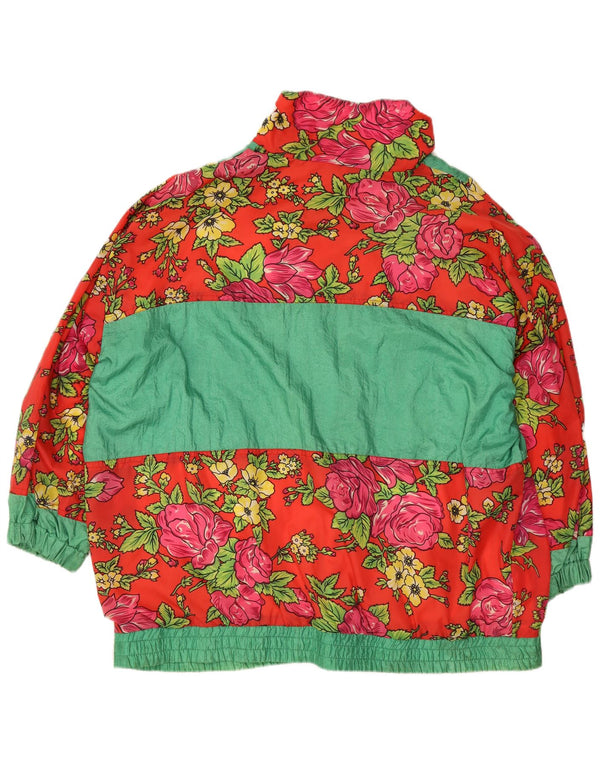 Vintage kvinders grafisk træningsdragt topjakke EU 42/44 Large Red Floral