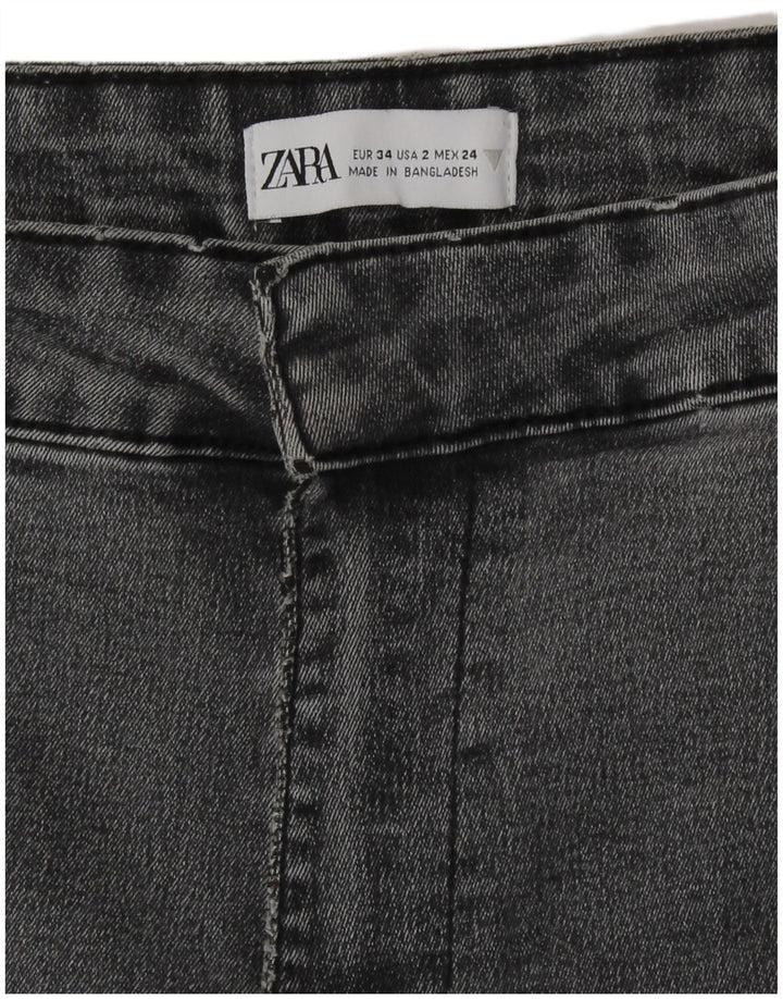Zara Womens High Rise Flared Jeans EU 34 2XS W24 L31 Grå