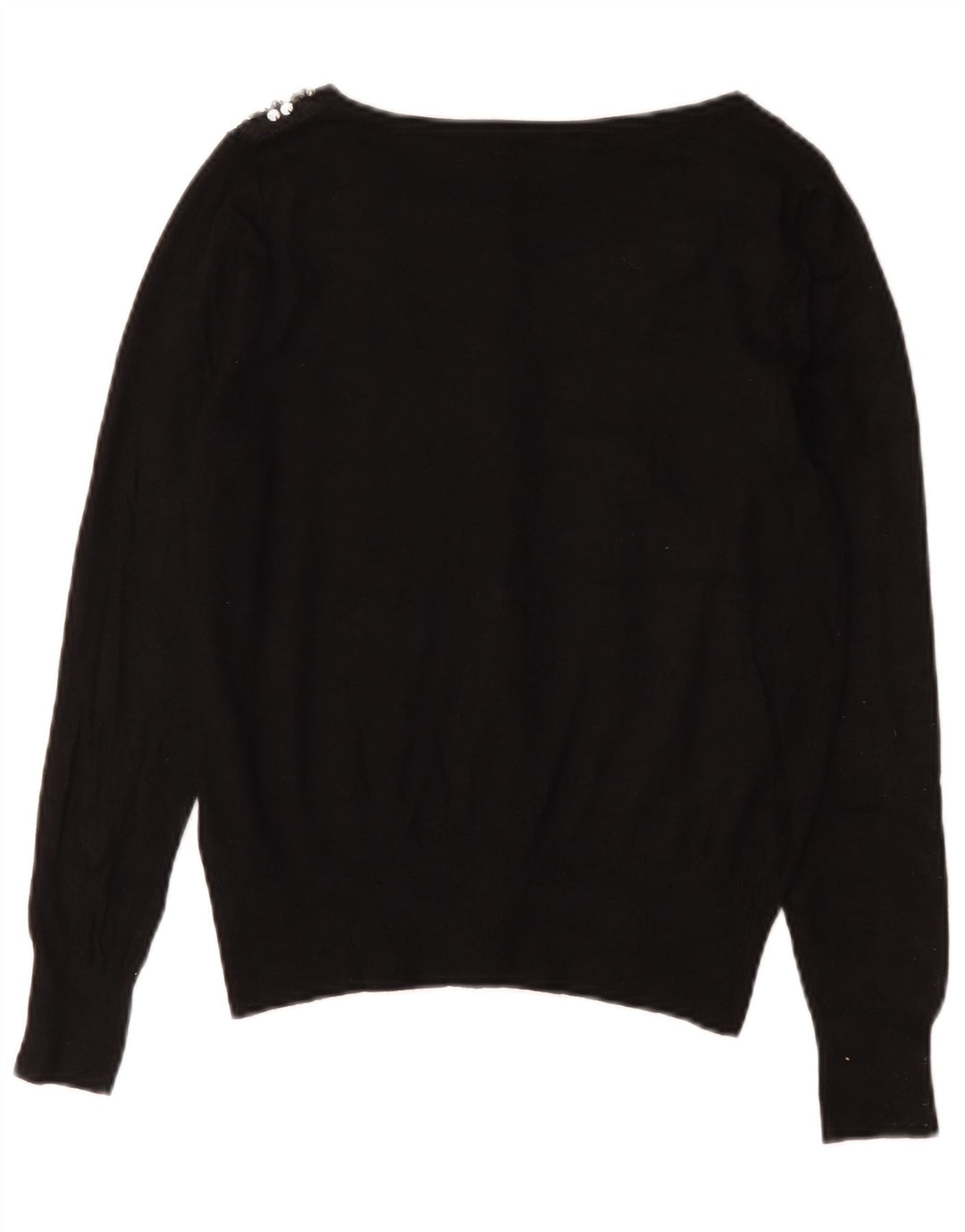 Marks & Spencer Dame Cardigan Sweater UK 12 Medium Sort Bomuld