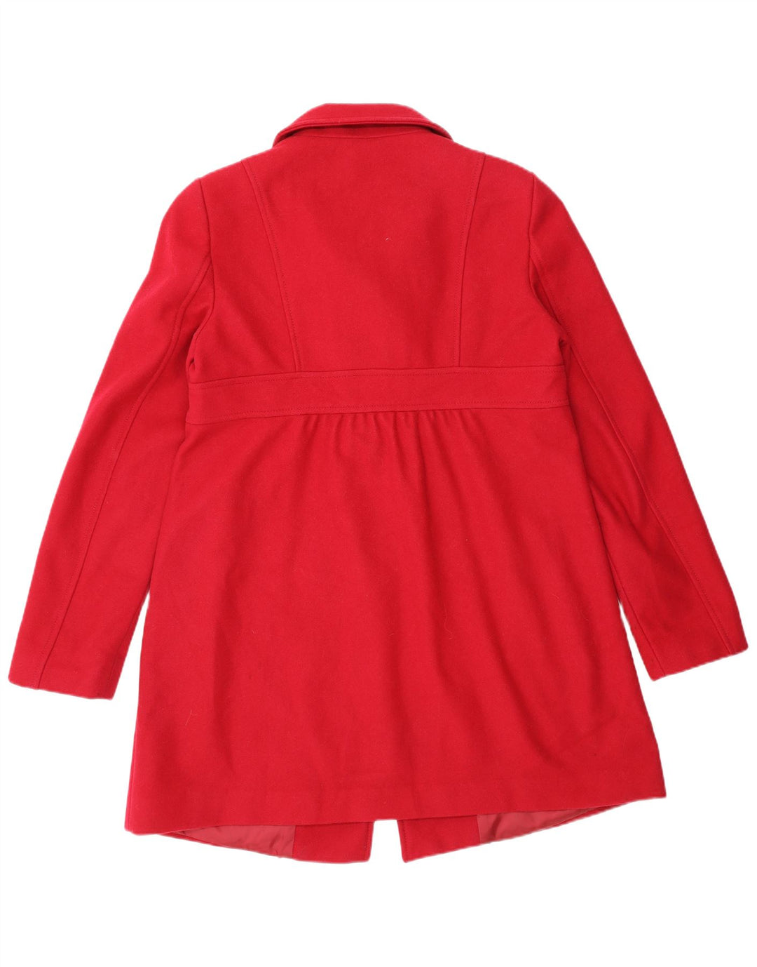 Benetton Dame Dobbeltradet Frakke UK 14 Medium Rød Uld