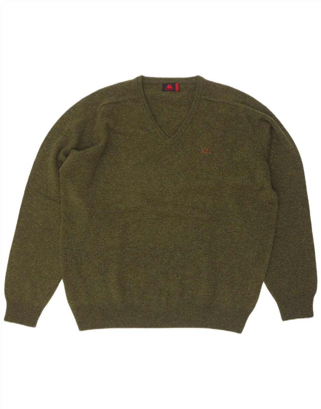 Kappa Herre V-hals sweater 2XL Khaki Virgin Wool