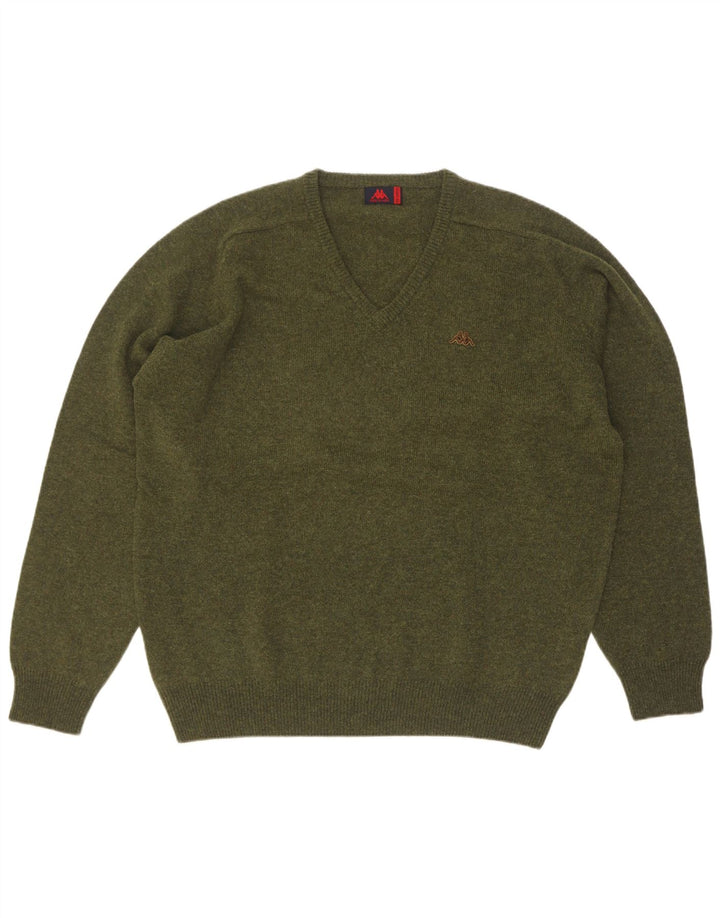 Kappa Herre V-hals sweater 2XL Khaki Virgin Wool