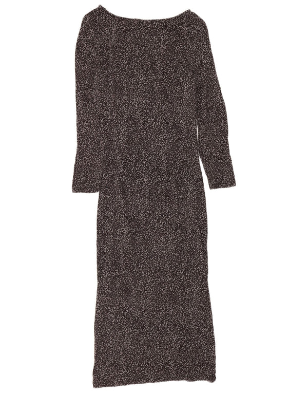 Oasis Dame Langærmet Bodycon Kjole UK 6 XS Grå Animal Print Viscose