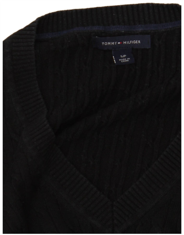 TOMMY HILFIGER Dame sweater med V-hals UK 10 Lille Sort