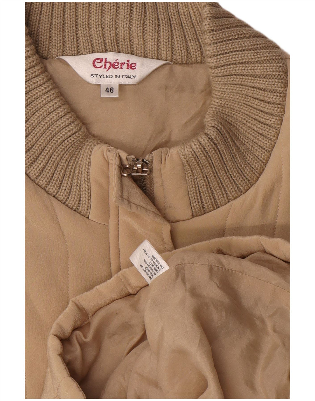 cherie Bomberjakke til kvinder IT 46 Stor Beige Silke