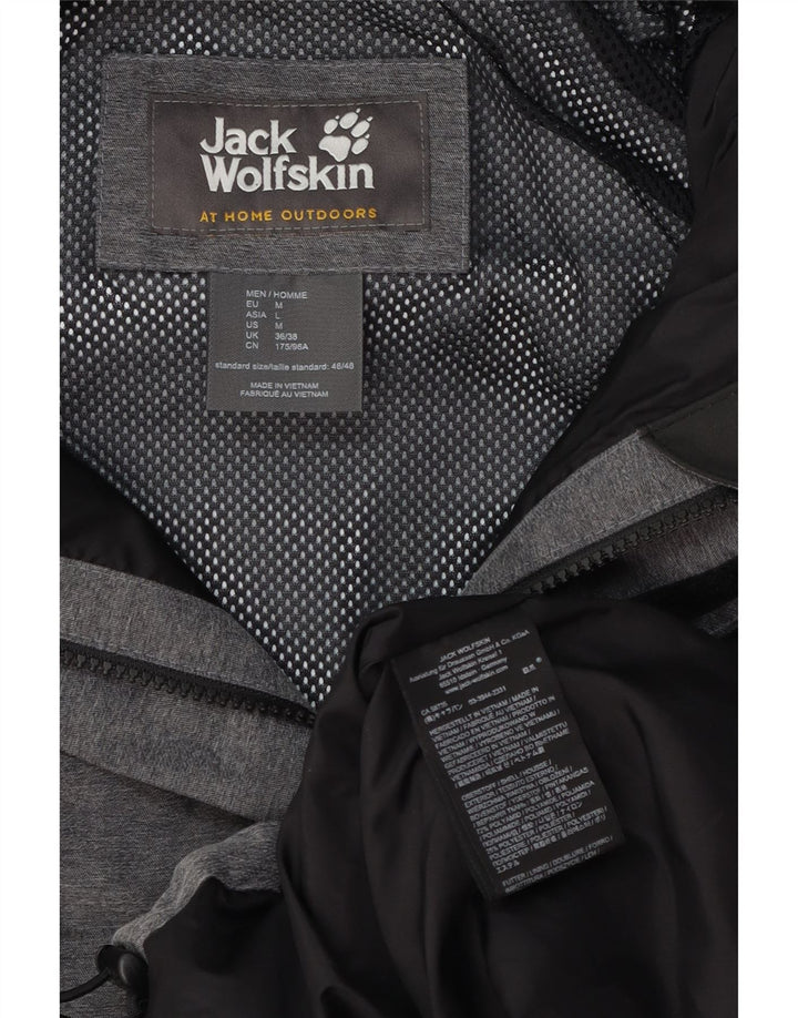 Jack Wolfskin Regnjakke med hætte til mænd UK 36/38 Mellemgrå polyamid