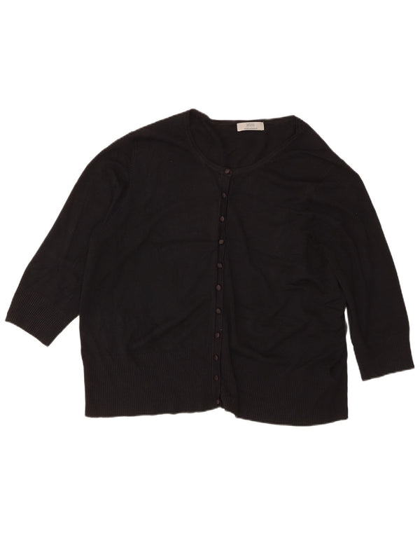 Marks & Spencer dame cardigan sweater med 3/4 ærmer UK 22 3XL Sort Viscose