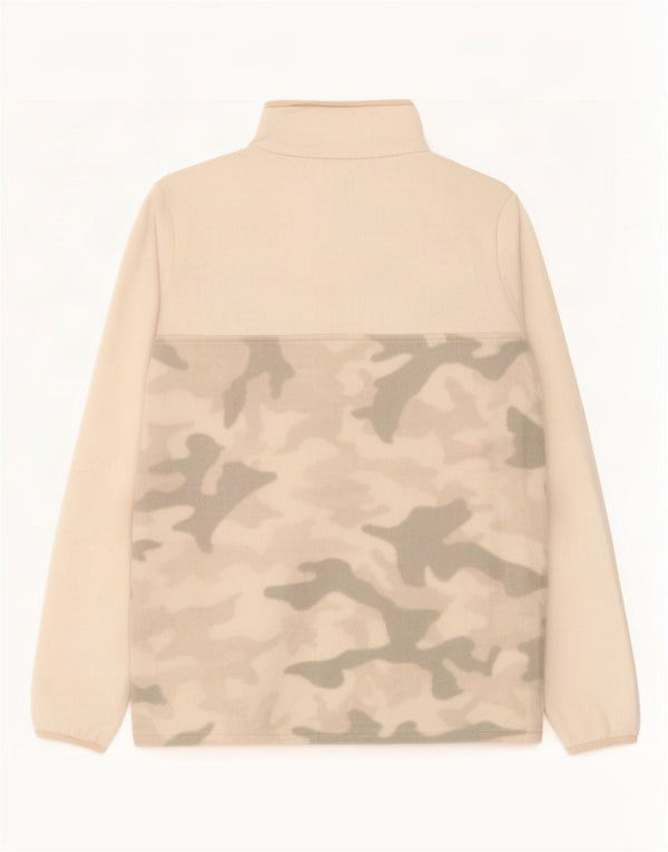 Columbia Womens Button Neck Fleece Jumper UK 10 Small Beige Camouflage