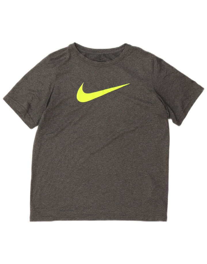 Nike Dame Dri Fit Grafisk T-Shirt Top UK 18 XL Grå Polyester