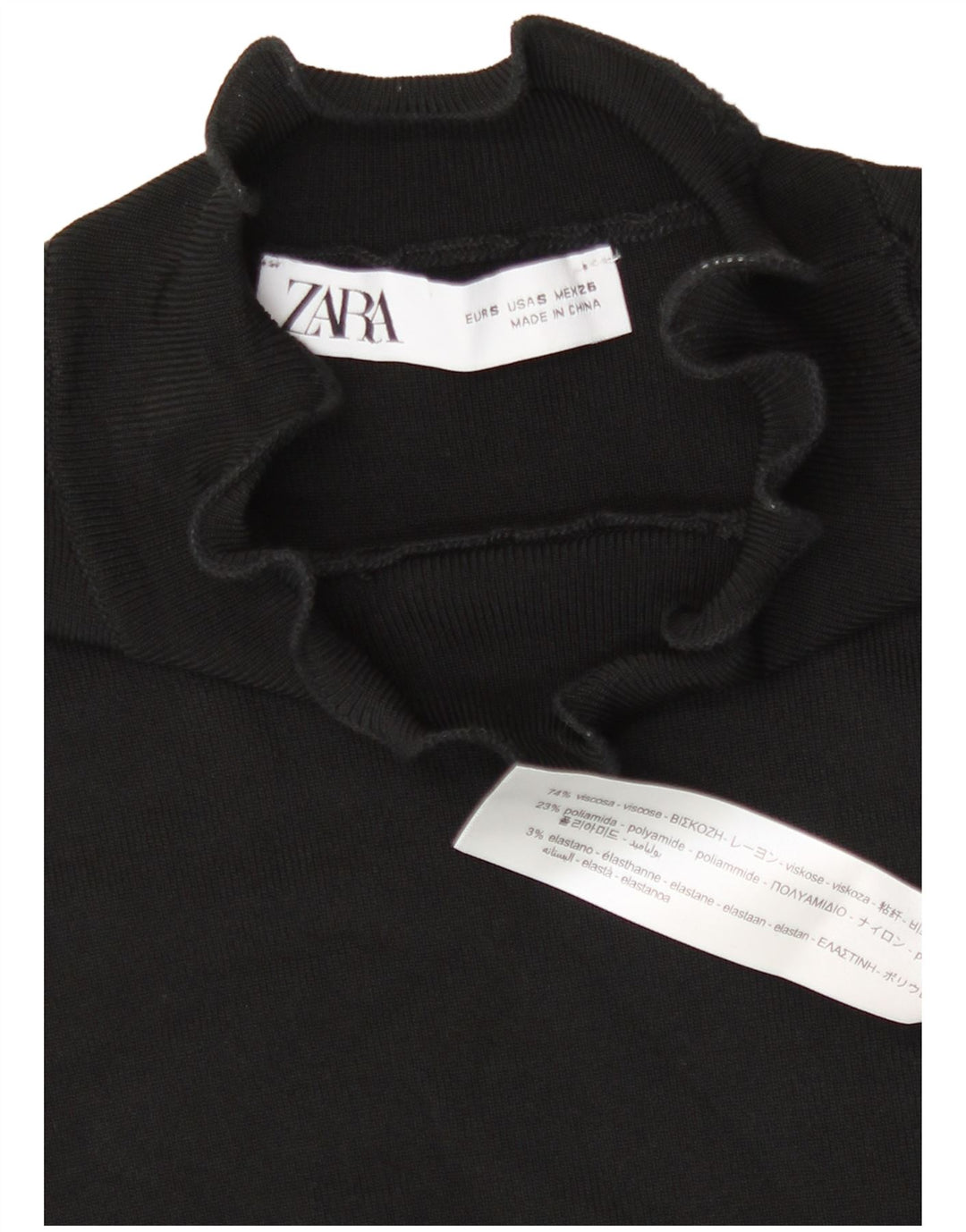 Zara Dame A-Line Kjole UK 10 Small Black Viscose