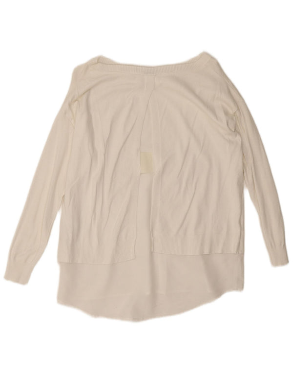 Marella Dame Boat Neck Jumper Sweater UK 12 Medium White Viscose