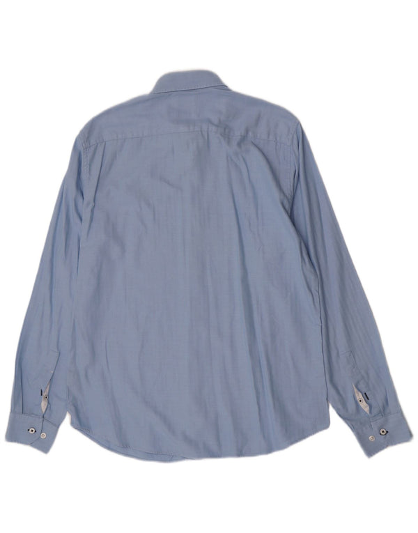 Crew Clothing Mens Slim Fit Shirt Large Blue Herringbone Cotton