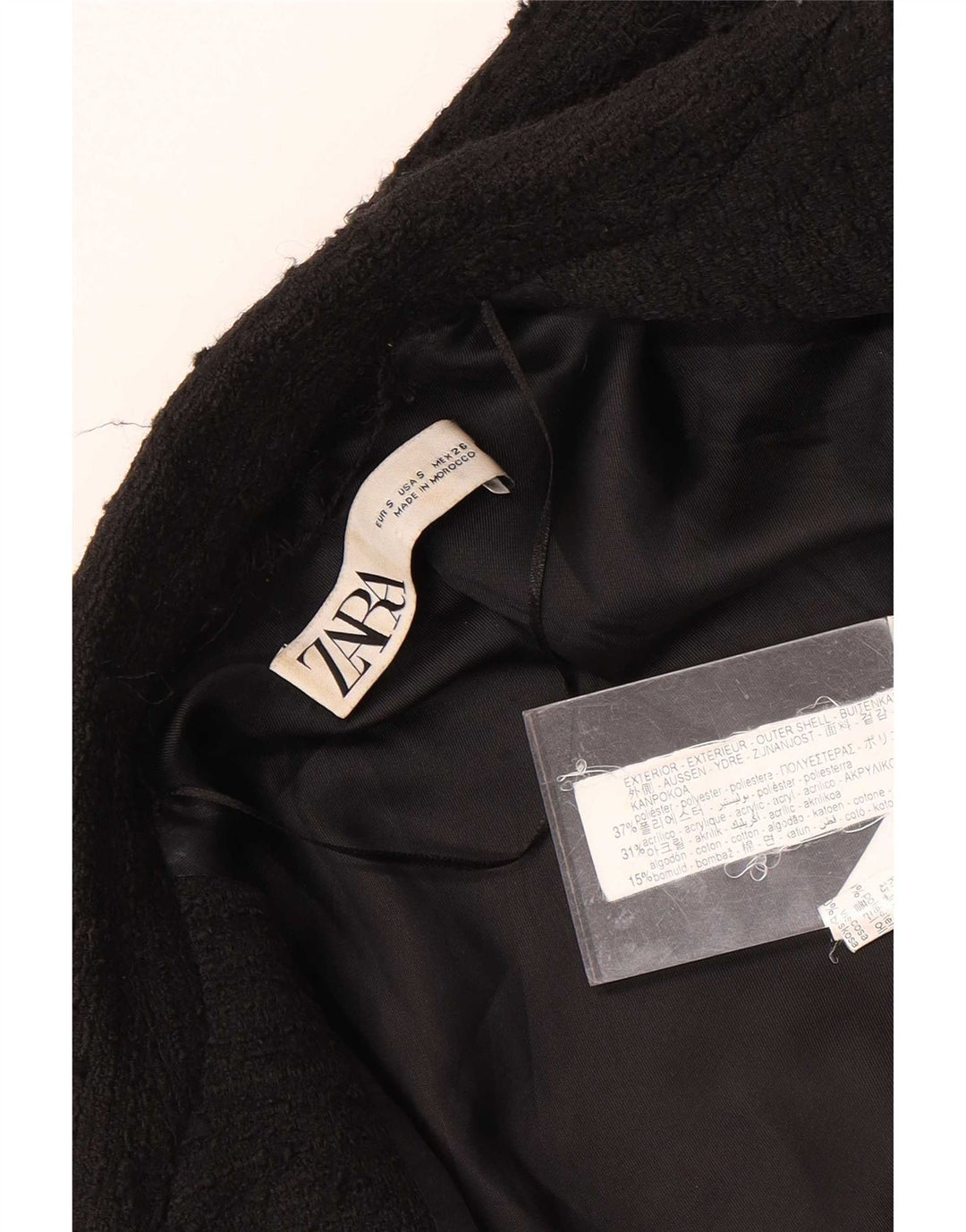 Zara Herre dobbeltradet blazerjakke UK 36 Small Black Flecked Polyester