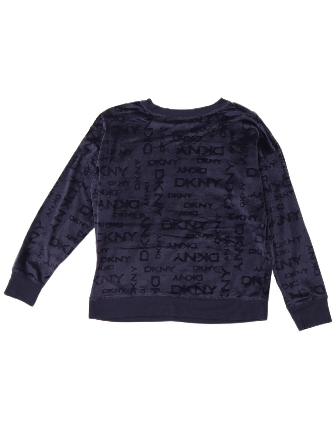 DKNY Dame Grafisk Fleece Jumper UK 14 Medium Navy Blue Polyester