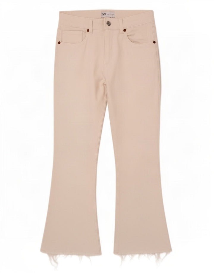 Zara Dame Crop Bootcut Jeans EU 40 Medium W30 L25 Hvid