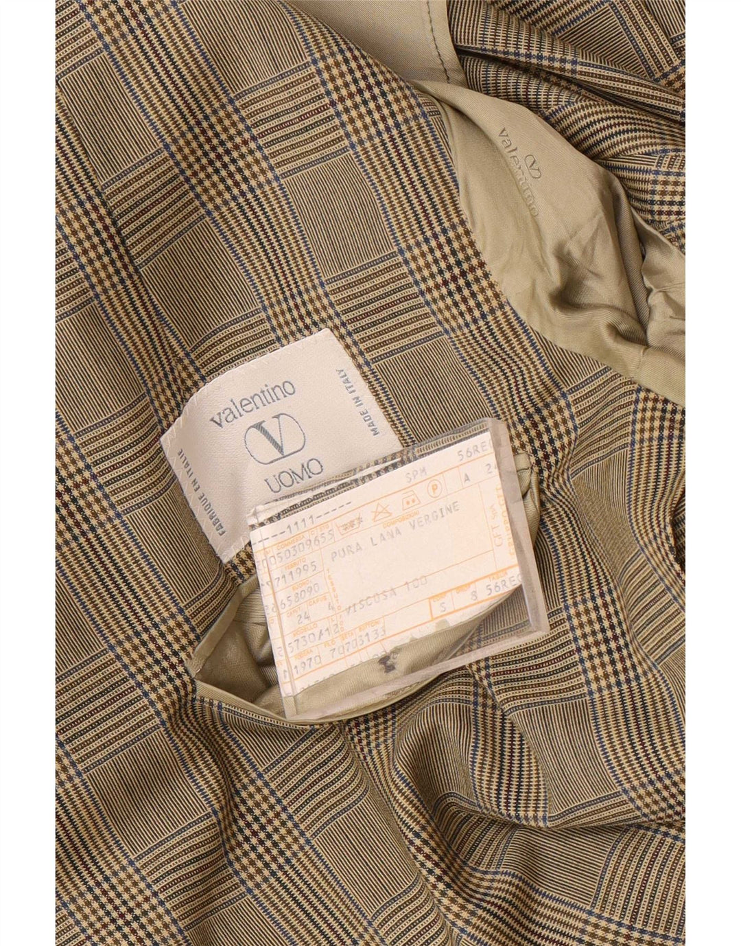 Valentino Herre 2-knaps blazerjakke IT 56 3XL Beige Houndstooth