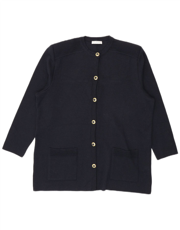 Vintage Dame Longline Oversized Cardigan Sweater IT 46 Large Navy Blue