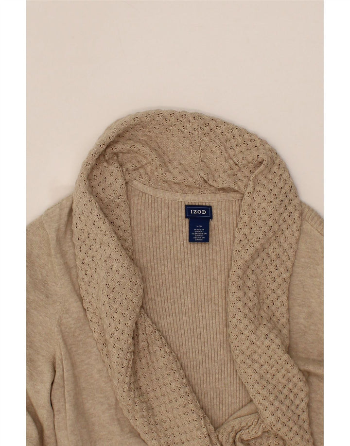 IZOD Womens Cardigan Sweater UK 14 Large Beige Cotton Vintage Izod and Second-Hand Izod from Messina Hembry 
