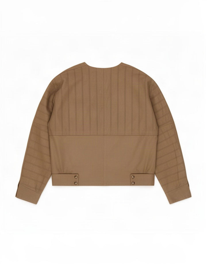 Mabrun Dame Ruskindsjakke IT 44 Medium Beige Stribet Læder